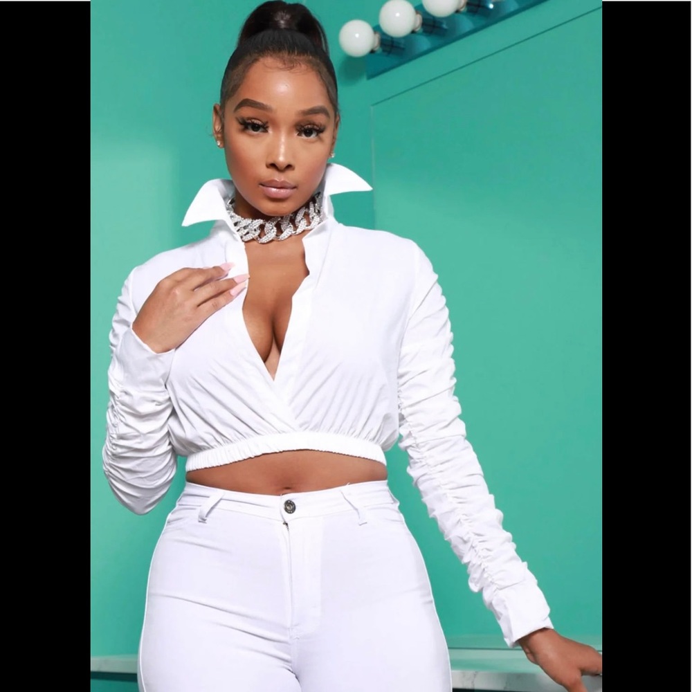 White long sleeve top